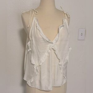 Free People White Ruffle Top